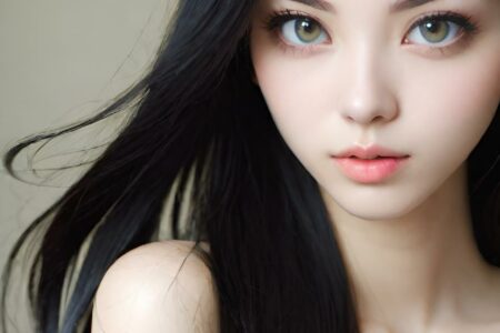 AI girl with black hair wallpaper