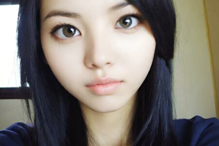 AI girl with black hair wallpaper