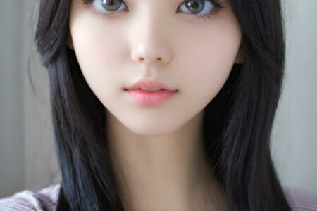 AI girl with black hair wallpaper