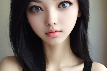 AI girl with black hair wallpaper