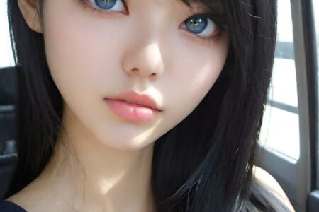 AI girl with black hair wallpaper