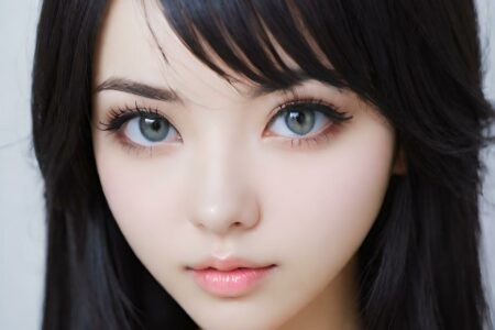 AI girl with black hair wallpaper