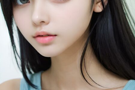 AI girl with black hair wallpaper