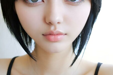 AI girl with black hair wallpaper