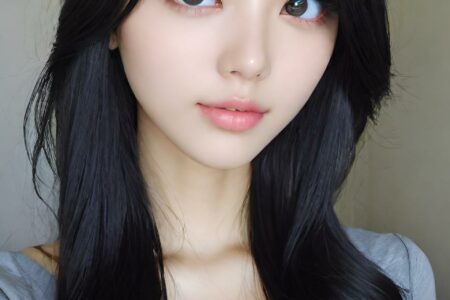 AI girl with black hair wallpaper