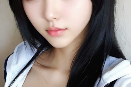 AI girl with black hair wallpaper