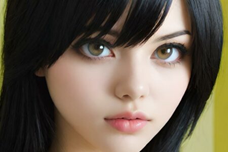AI girl with black hair wallpaper