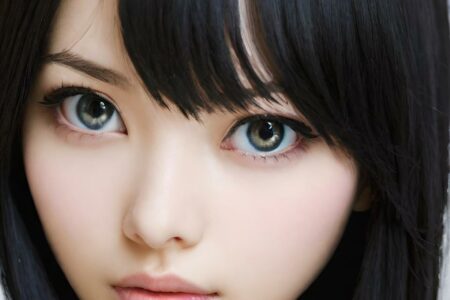 AI girl with black hair wallpaper