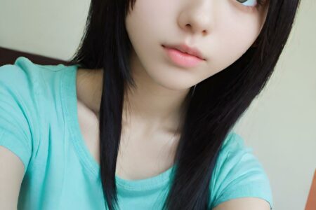 AI girl with black hair wallpaper