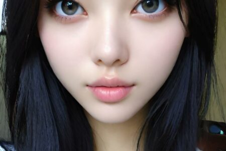 AI girl with black hair wallpaper