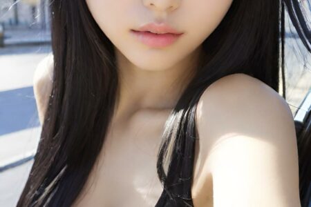 AI girl with black hair wallpaper