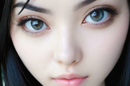 AI girl with black hair wallpaper