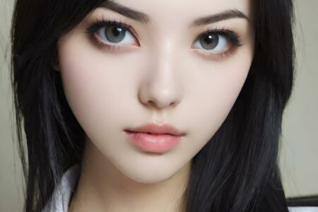 AI girl with black hair wallpaper