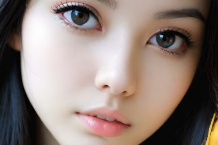 AI girl with black hair wallpaper