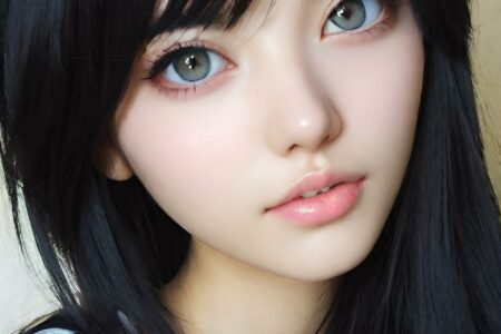 AI girl with black hair wallpaper