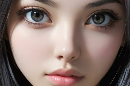 AI girl with black hair wallpaper
