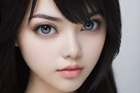 AI girl with black hair wallpaper