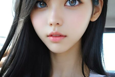 AI girl with black hair wallpaper
