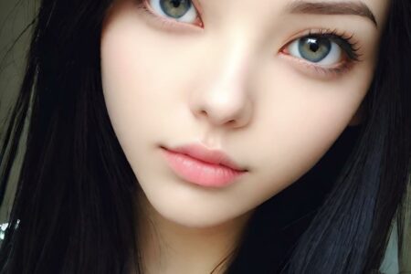 AI girl with black hair wallpaper