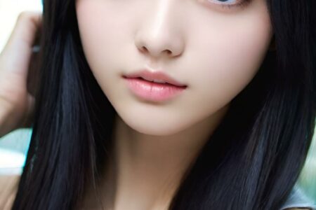 AI girl with black hair wallpaper