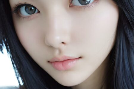 AI girl with black hair wallpaper