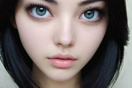 AI girl with black hair wallpaper