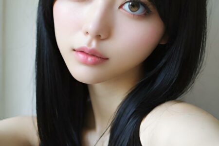 AI girl with black hair wallpaper