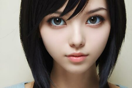 AI girl with black hair wallpaper