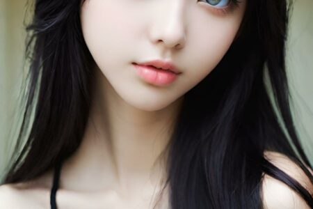 AI girl with black hair wallpaper