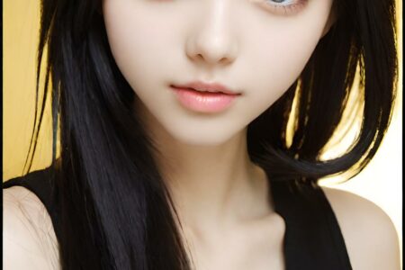 AI girl with black hair wallpaper