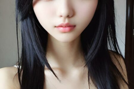 AI girl with black hair wallpaper