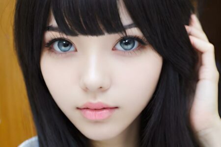 AI girl with black hair wallpaper