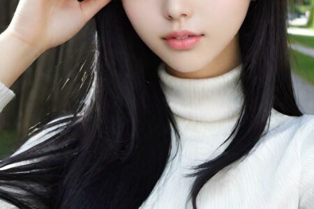 AI girl with black hair wallpaper