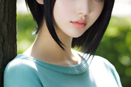 AI girl with black hair wallpaper