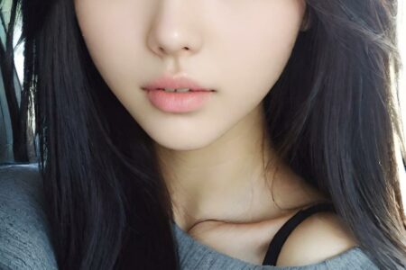 AI girl with black hair wallpaper