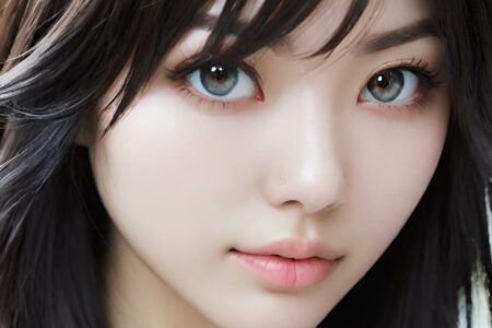 AI girl with black hair wallpaper