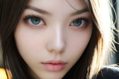 AI girl with black hair wallpaper