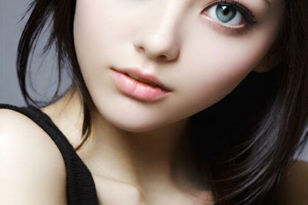 AI girl with black hair wallpaper