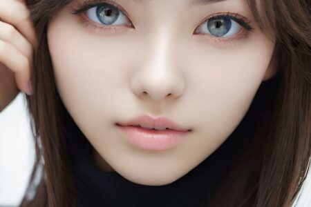 AI girl with black hair wallpaper