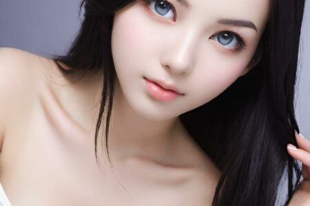 AI girl with black hair wallpaper