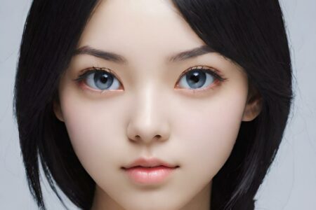 AI girl with black hair wallpaper