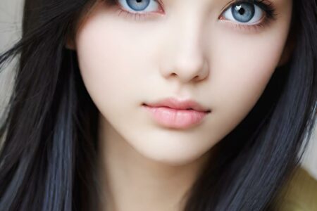 AI girl with black hair wallpaper