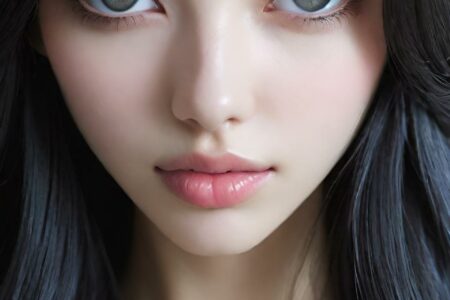 AI girl with black hair wallpaper