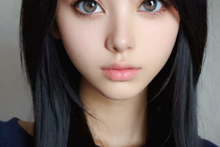 AI girl with black hair wallpaper