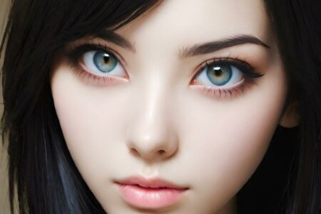 AI girl with black hair wallpaper