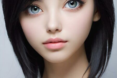 AI girl with black hair wallpaper