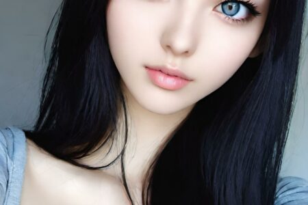 AI girl with black hair wallpaper
