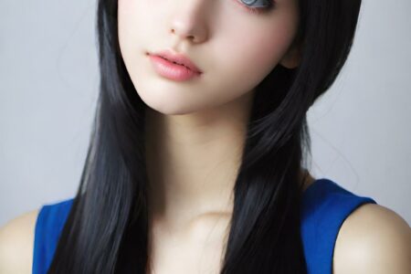 AI girl with black hair wallpaper