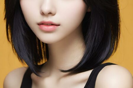AI girl with black hair wallpaper