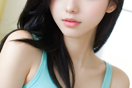 AI girl with black hair wallpaper